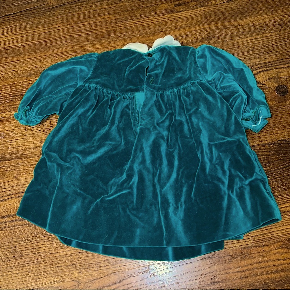 Vintage 90s Alison Scott Velvet Short Sleeve Dress With White Collar 9 Months - Picture 3 of 9